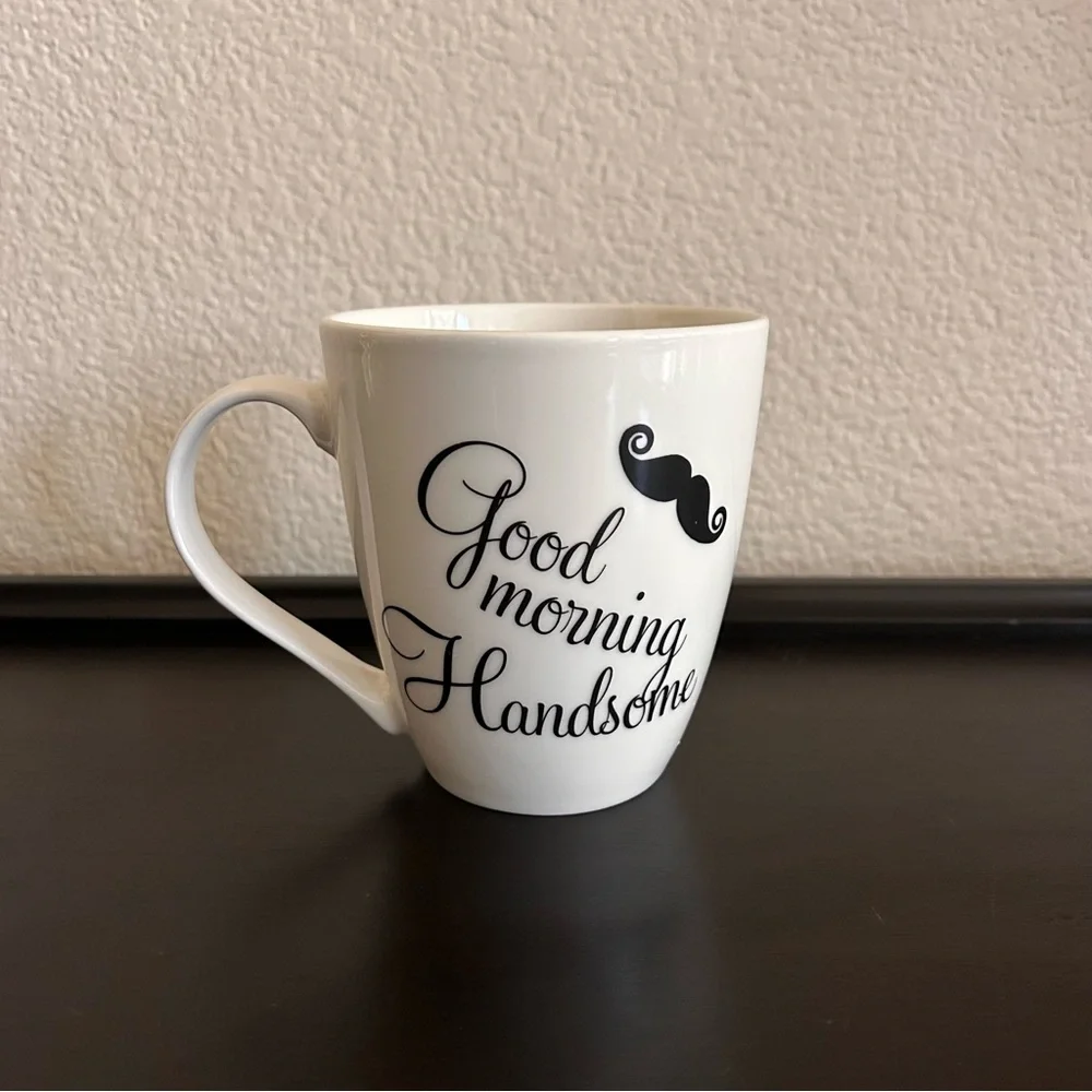 Pfaltzgraff “Good Morning Handsome” Mug Mustache Coffee Cup White Ceramic
